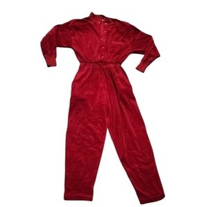 Nancy Heller Vintage Velvet Red Jumpsuit
